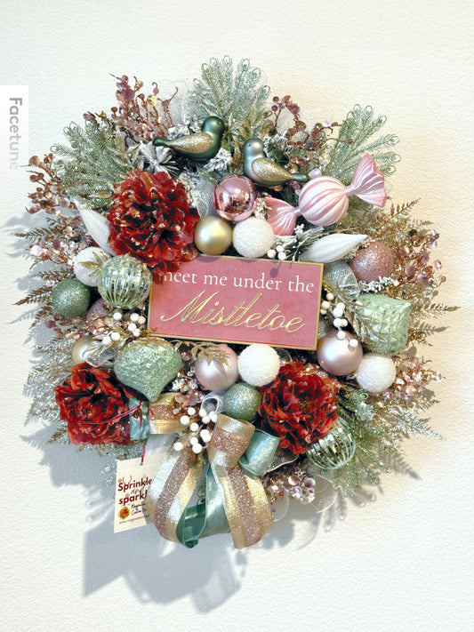 Meet Me Under the Mistletoe Holiday Wreath