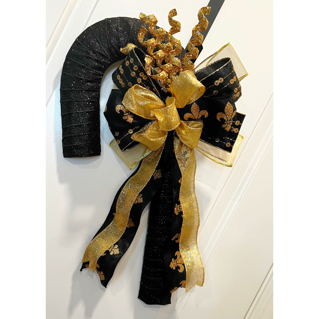 Black & Gold Candy Cane Wreath
