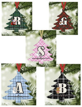 Load image into Gallery viewer, Personalized Initial - Plaid Christmas Tree Ornament

