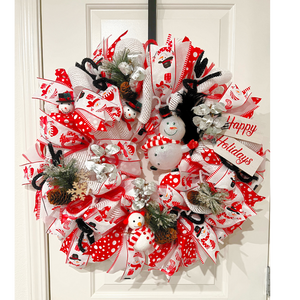 Happy Holidays Snowman Wreath