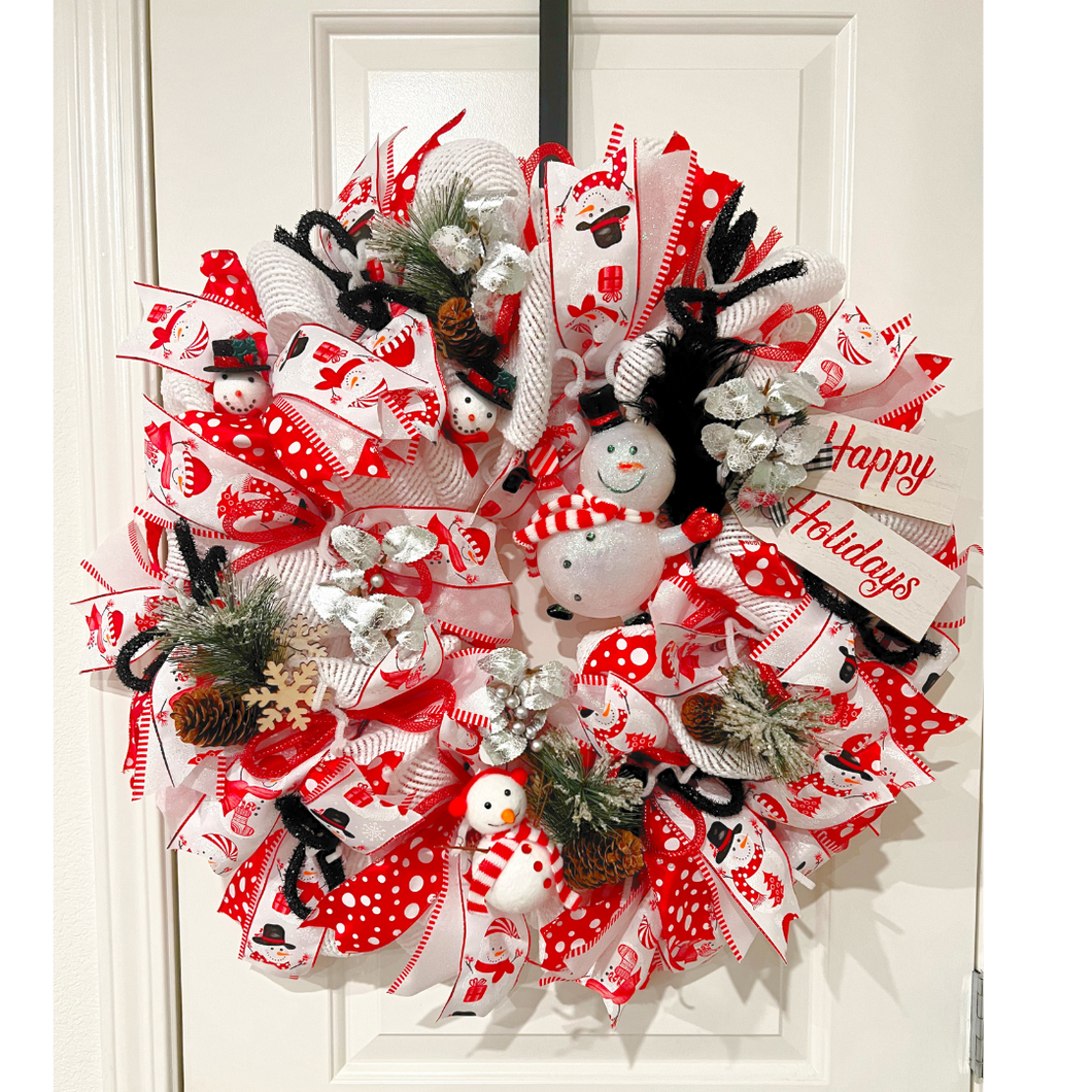 Happy Holidays Snowman Wreath