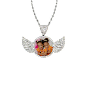 Silver Angel Wing Bling Necklace