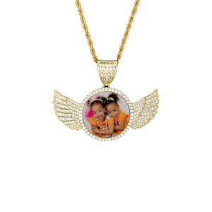 Gold Angel Wing Bling Necklace